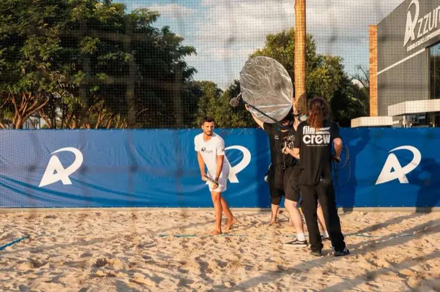 Equipe gravando a campanha Azzure Redes com Antomi Ramos